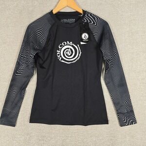 Volcom Womens V-Science Crew Thermal Base Layer Top Black White H2152502 XS
